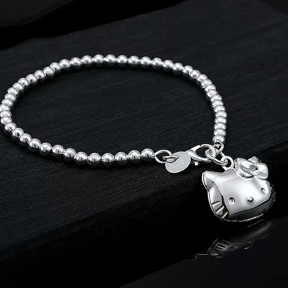Hello Kitty Sterling Silver Beaded Bracelet Necklace Set - Picture 3 of 8